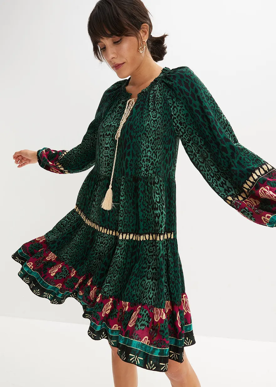 bedrucktes Tunika-Kleid aus fließender Viskose