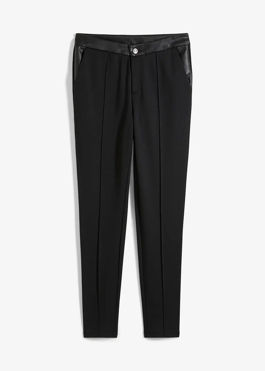Leggings aus festem Jersey mit Lederimitatdetails