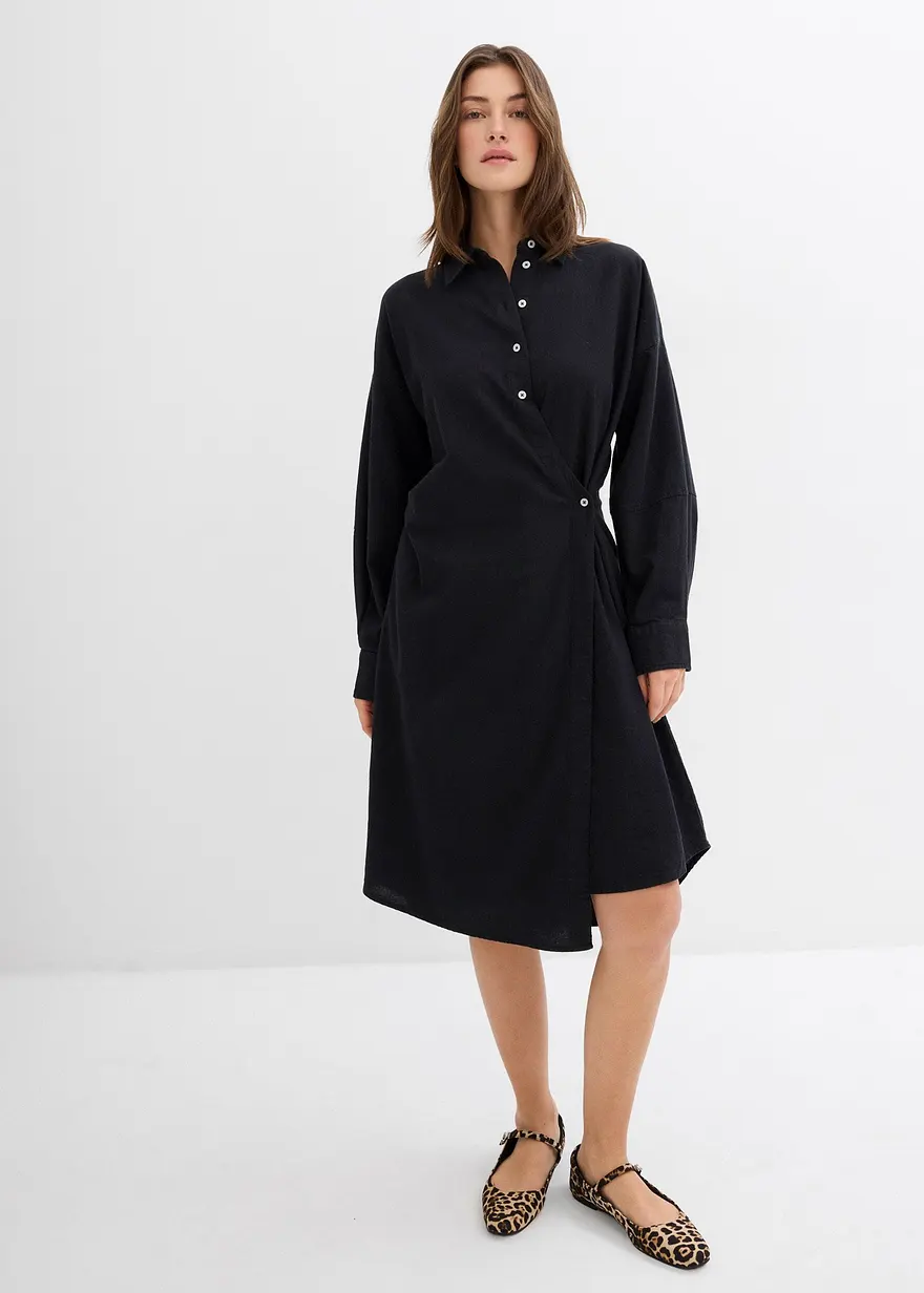 Asymmetrisches Hemdblusenkleid aus Viskose-Mix