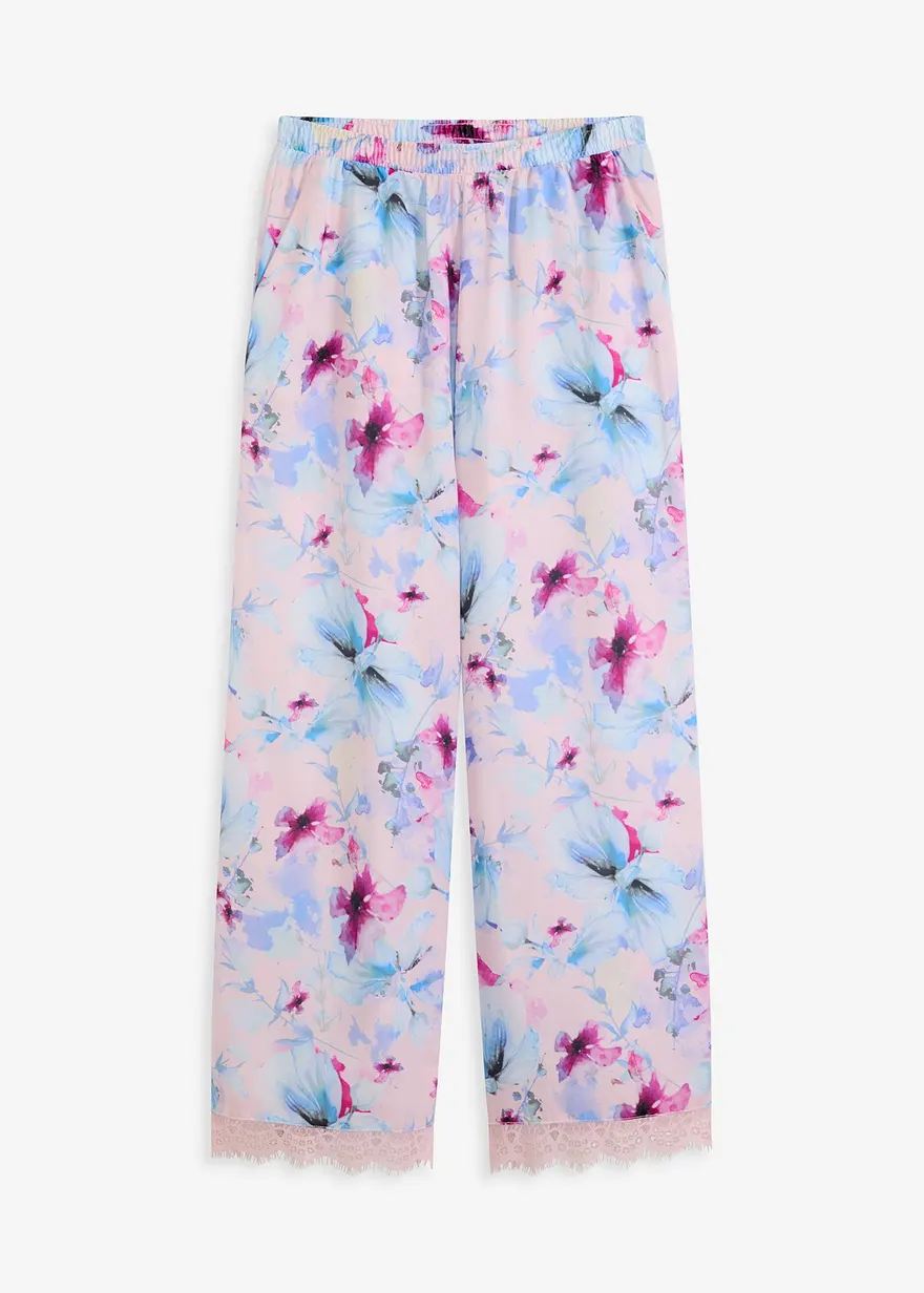 Lange Pyjamahose aus glänzendem Satin