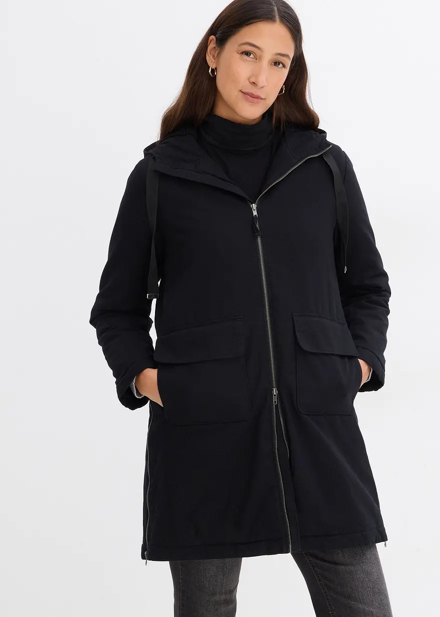 warm wattierter Winterparka mit Teddyfutter in Kapuze