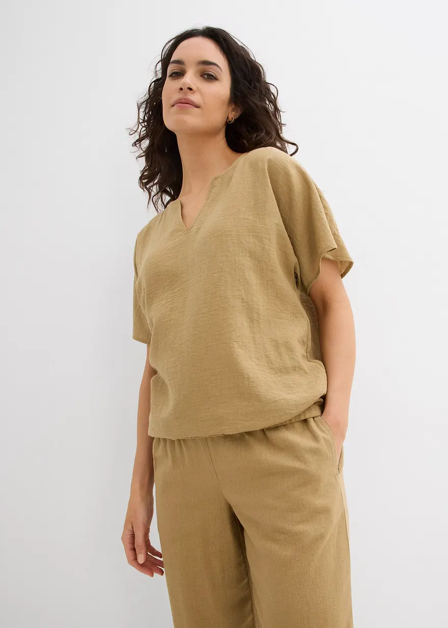 Oversize-Bluse mit Elastiksaum