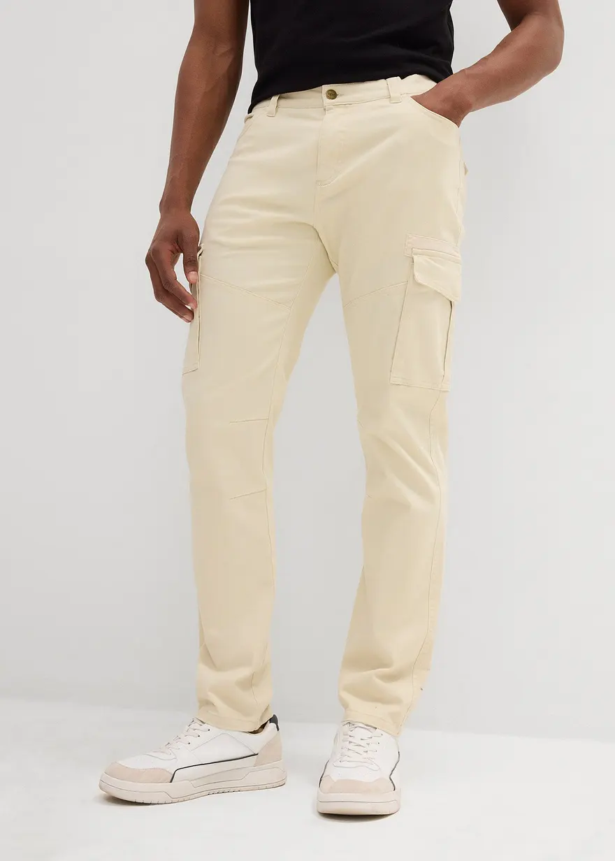 Slim Fit Stretch-Hose mit Cargotaschen, Straight