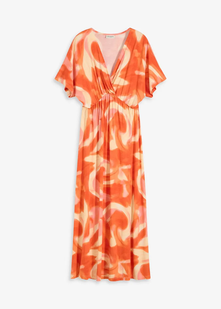 Maxikleid mit Batik-Print aus softem Viskose-Mix