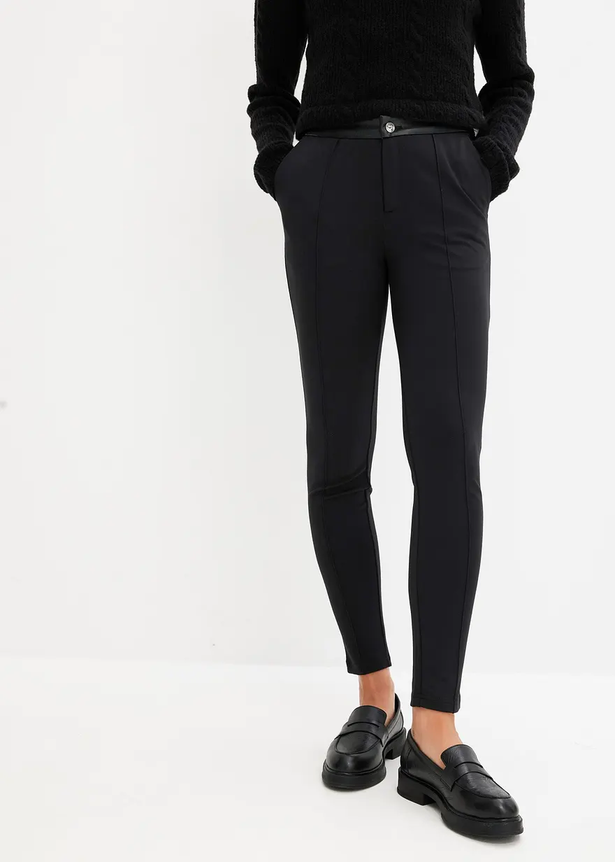 Leggings aus festem Jersey mit Lederimitatdetails