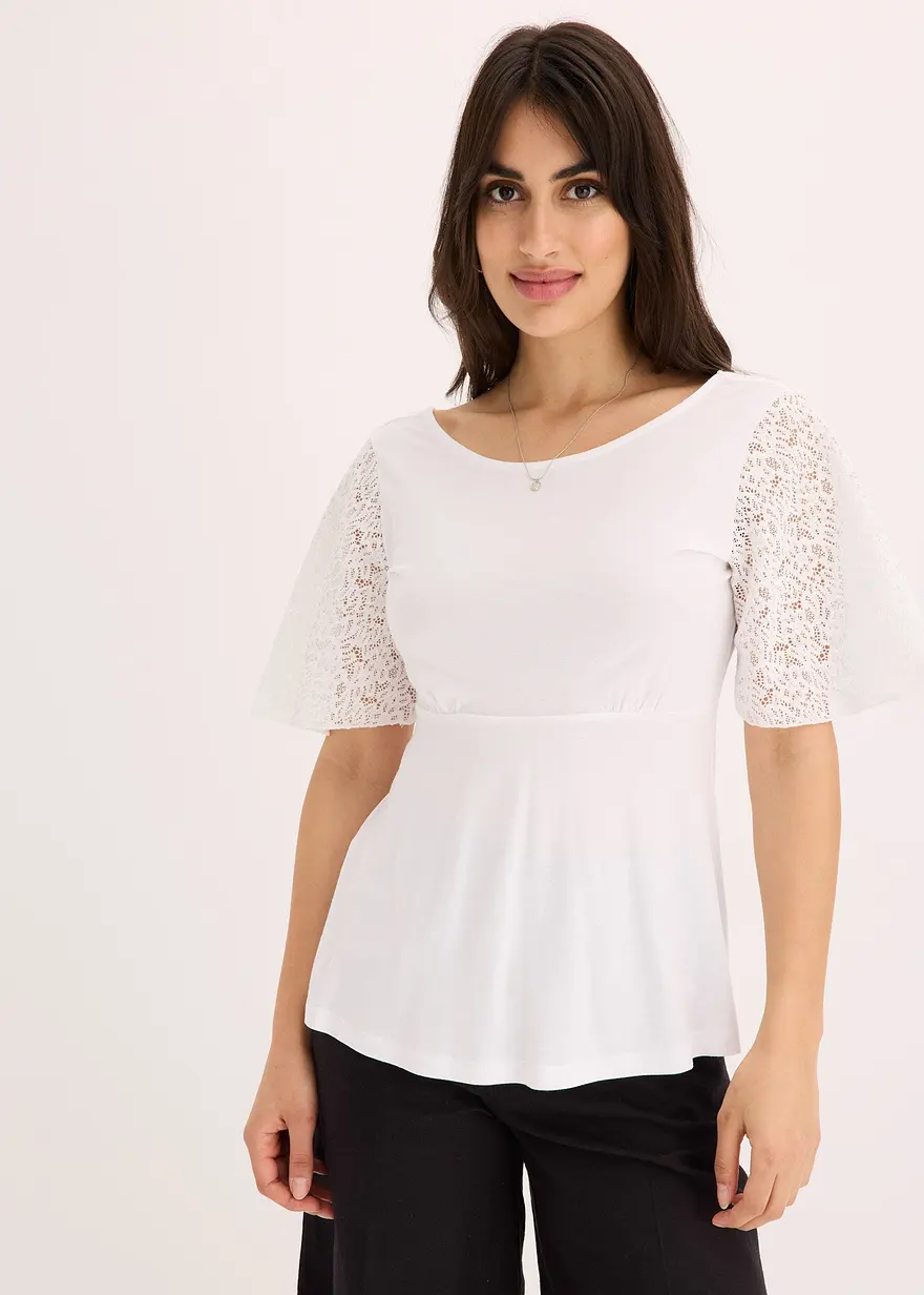 Shirt mit Spitzenärmeln