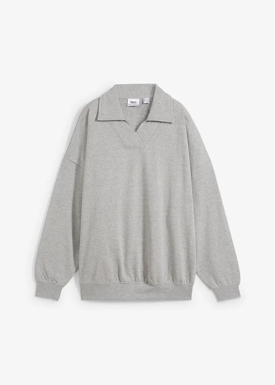 Oversize-Sweatshirt mit V-Ausschnitt und Polokragen