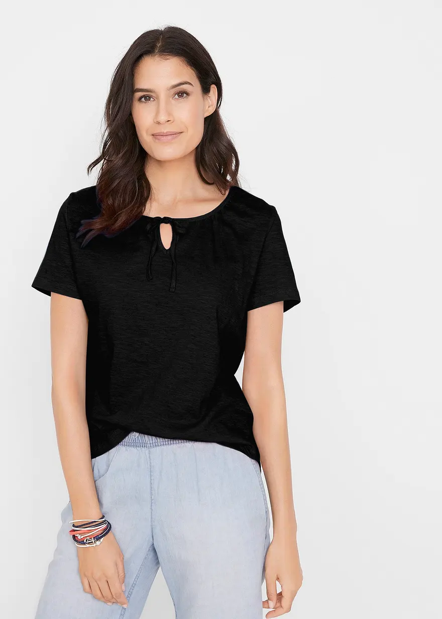 Shirt mit Schnürung, kurzarm