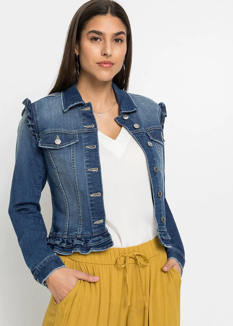 Jeansjacke mit Volants