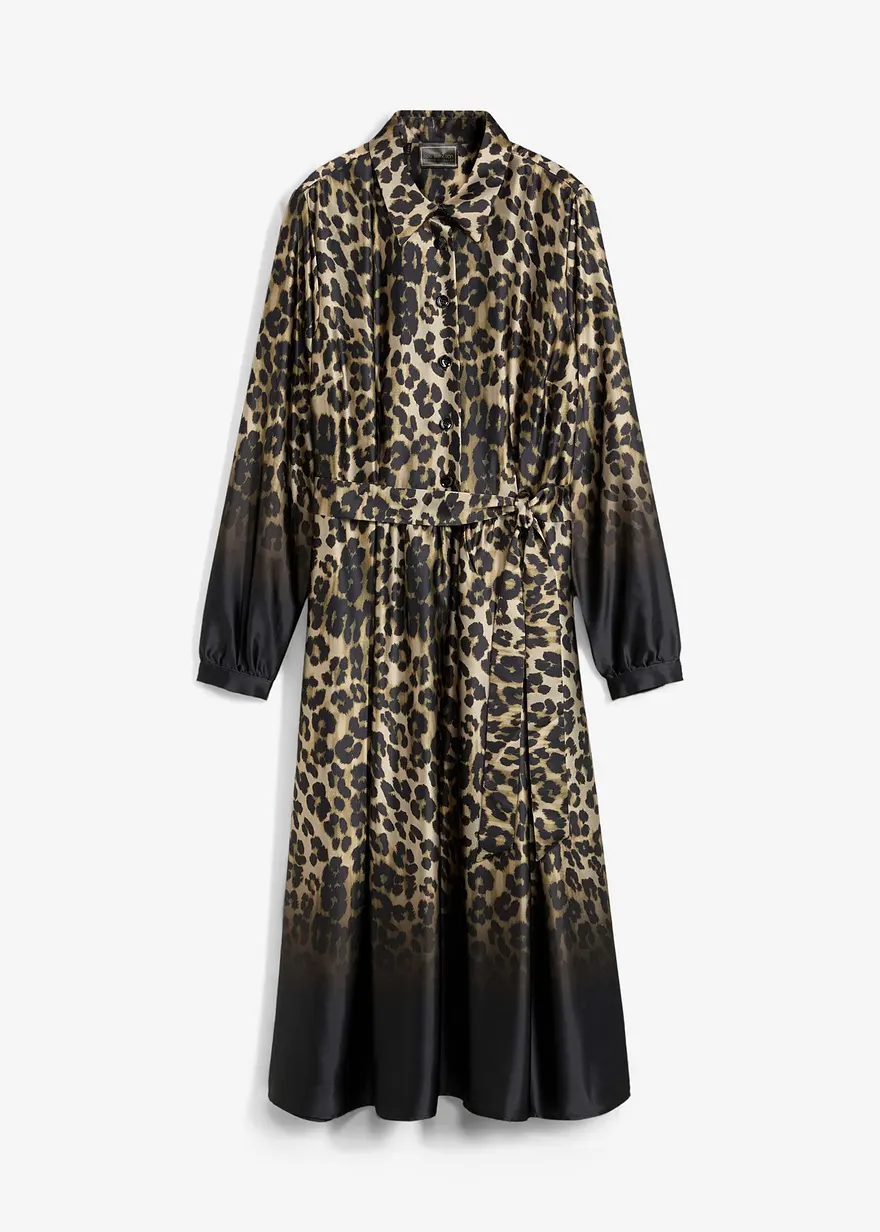 Satin-Hemdblusenkleid