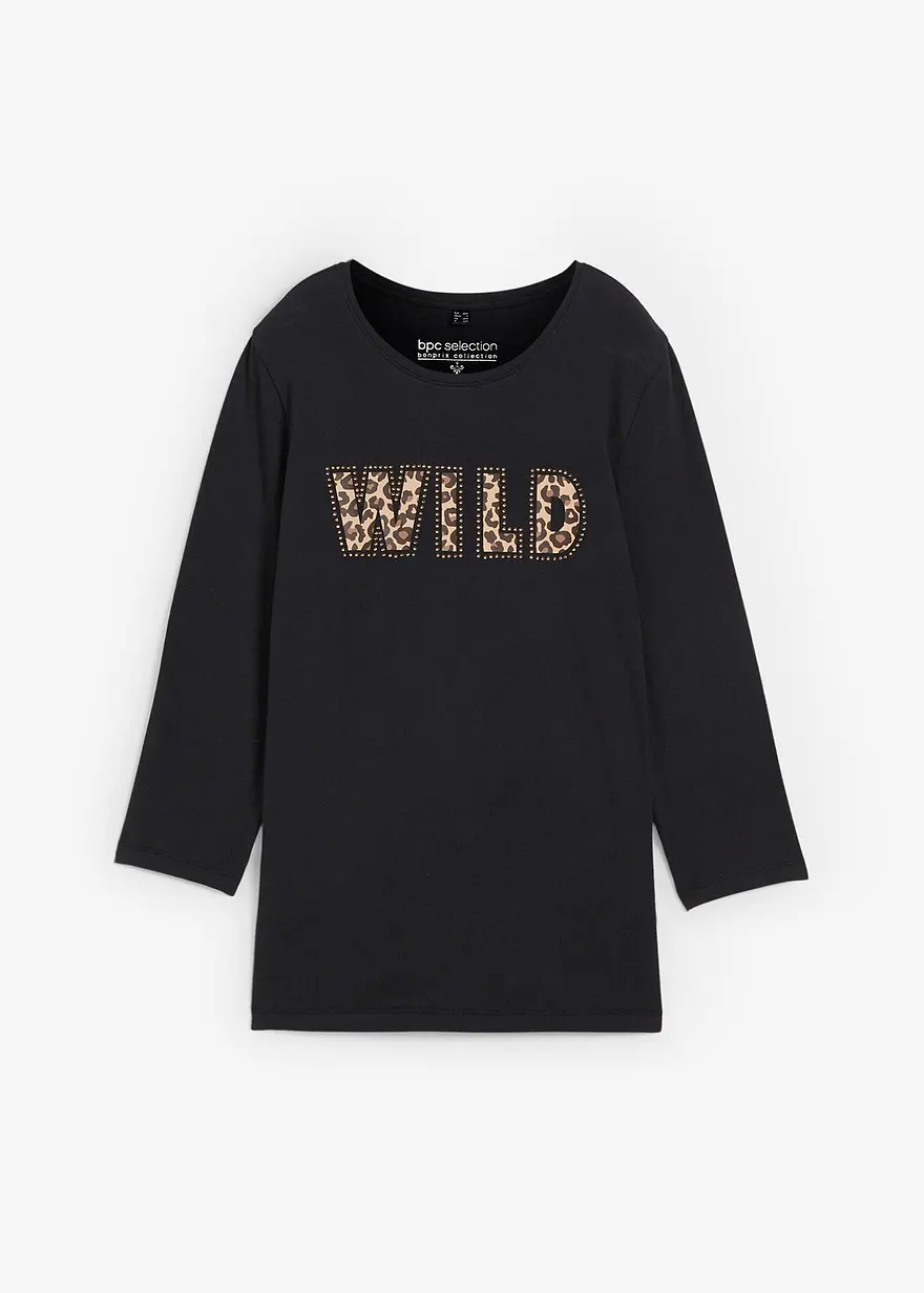 Langarmshirt mit Nieten und Druck