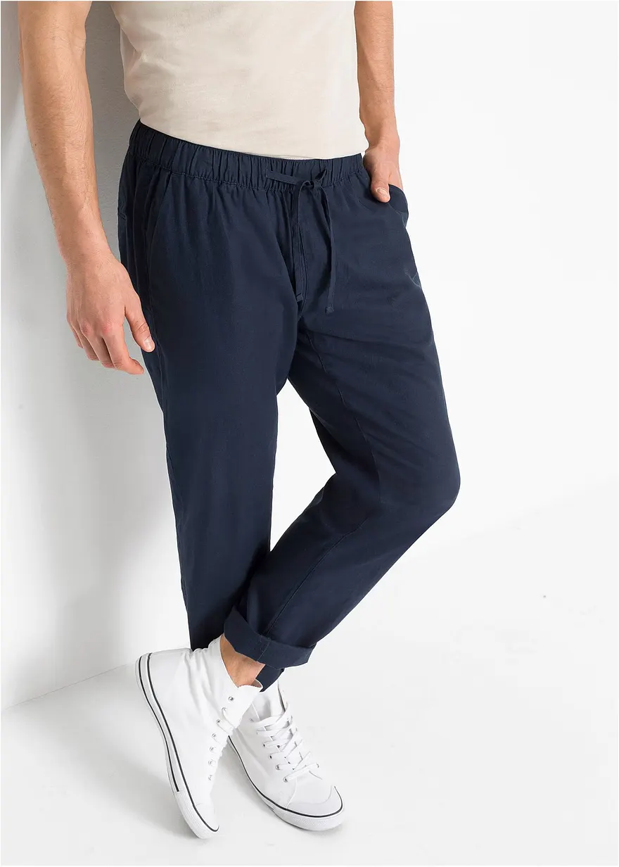 Regular Fit Schlupfhose mit Leinenanteil, Straight