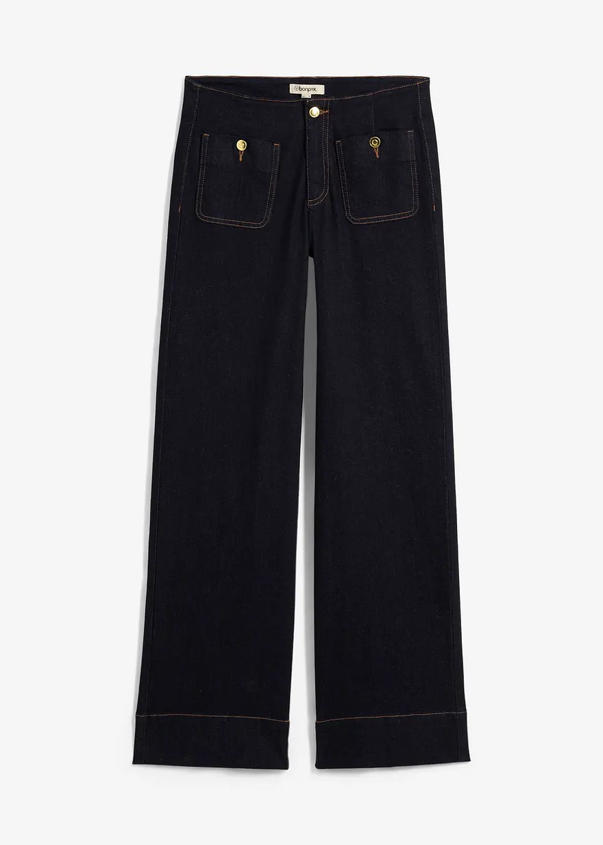 Wide Leg Jeans Mid Waist, Stretch