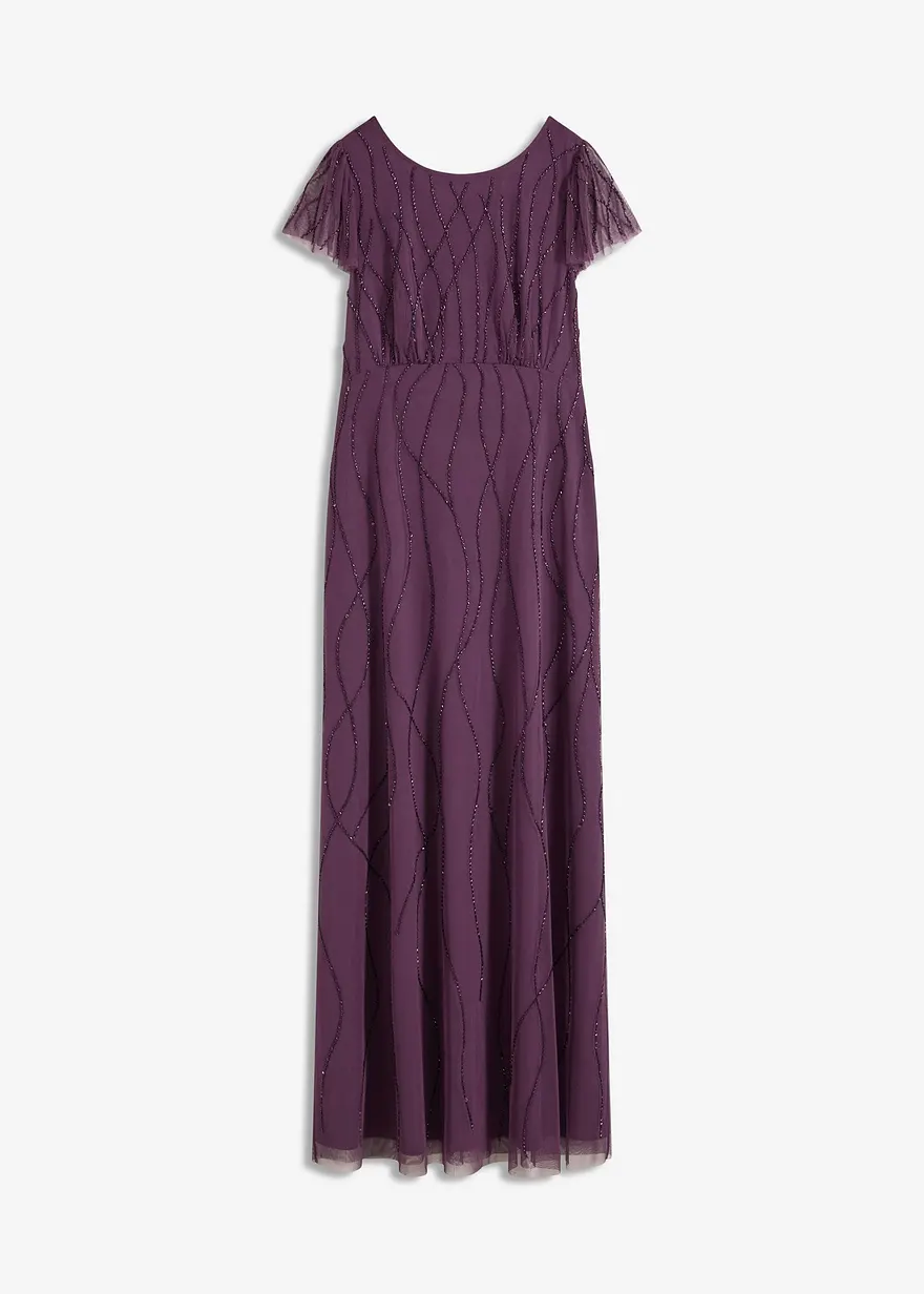 Maxikleid aus zartem Tüll mit Perlenstickerei
