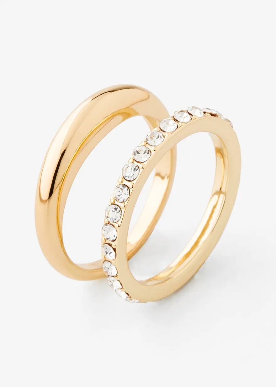 Ringe veredelt mit Glaskristallsteinen (2er Pack)