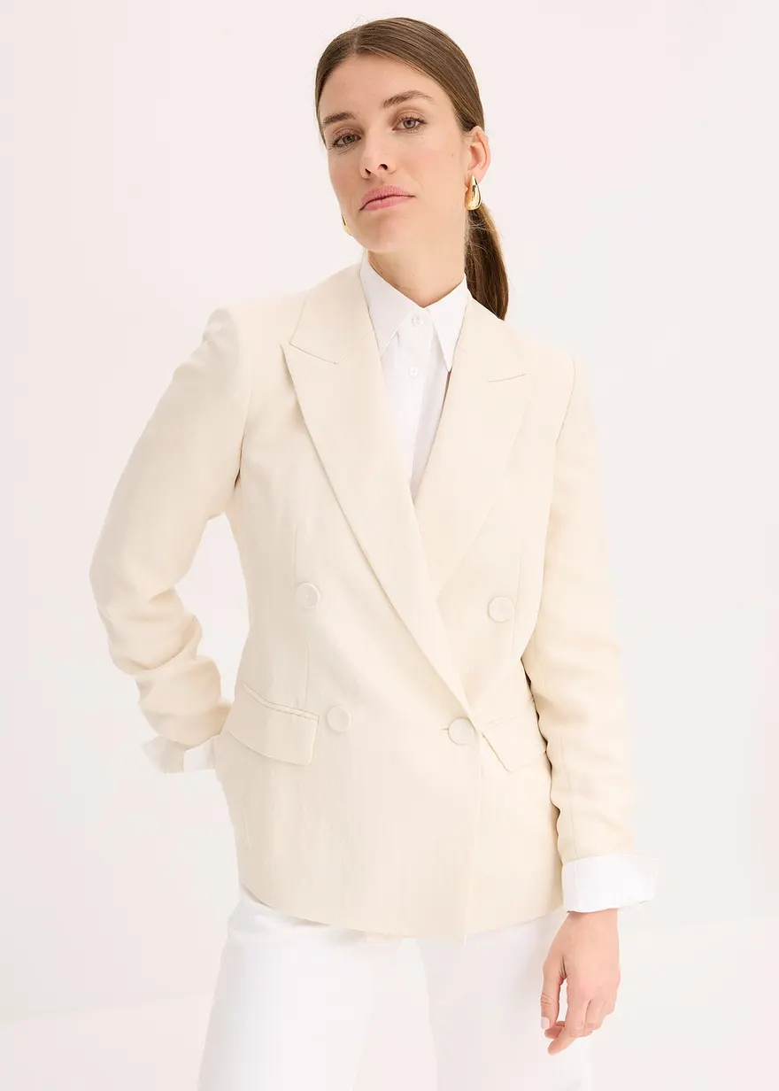 Blazer mit Lyocell im Crinklelook