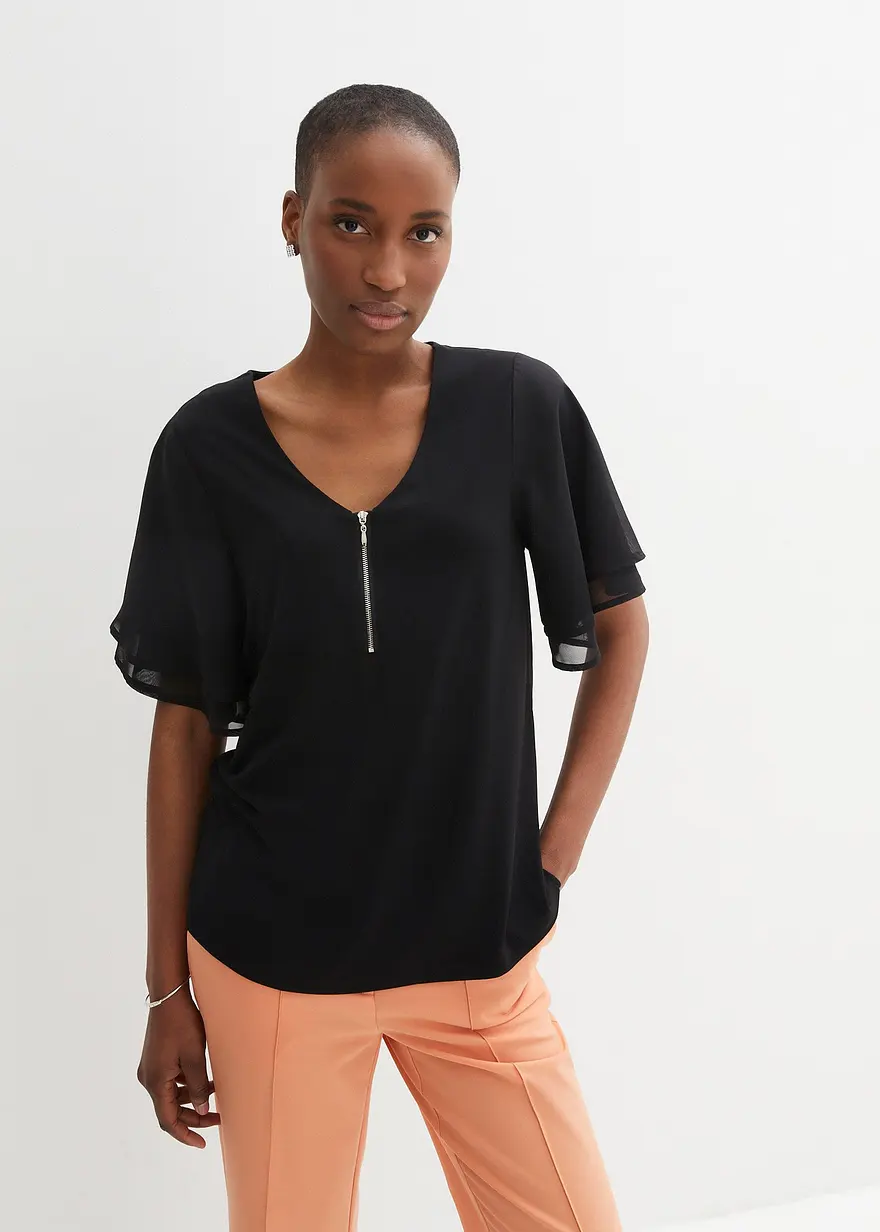 Shirt mit Chiffonärmeln