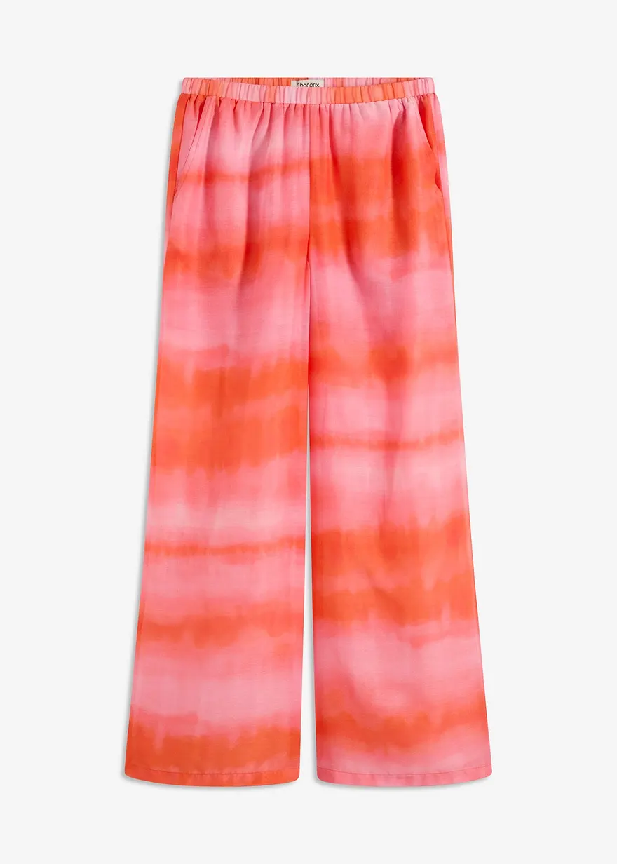 weite Hose mit Batik-Print