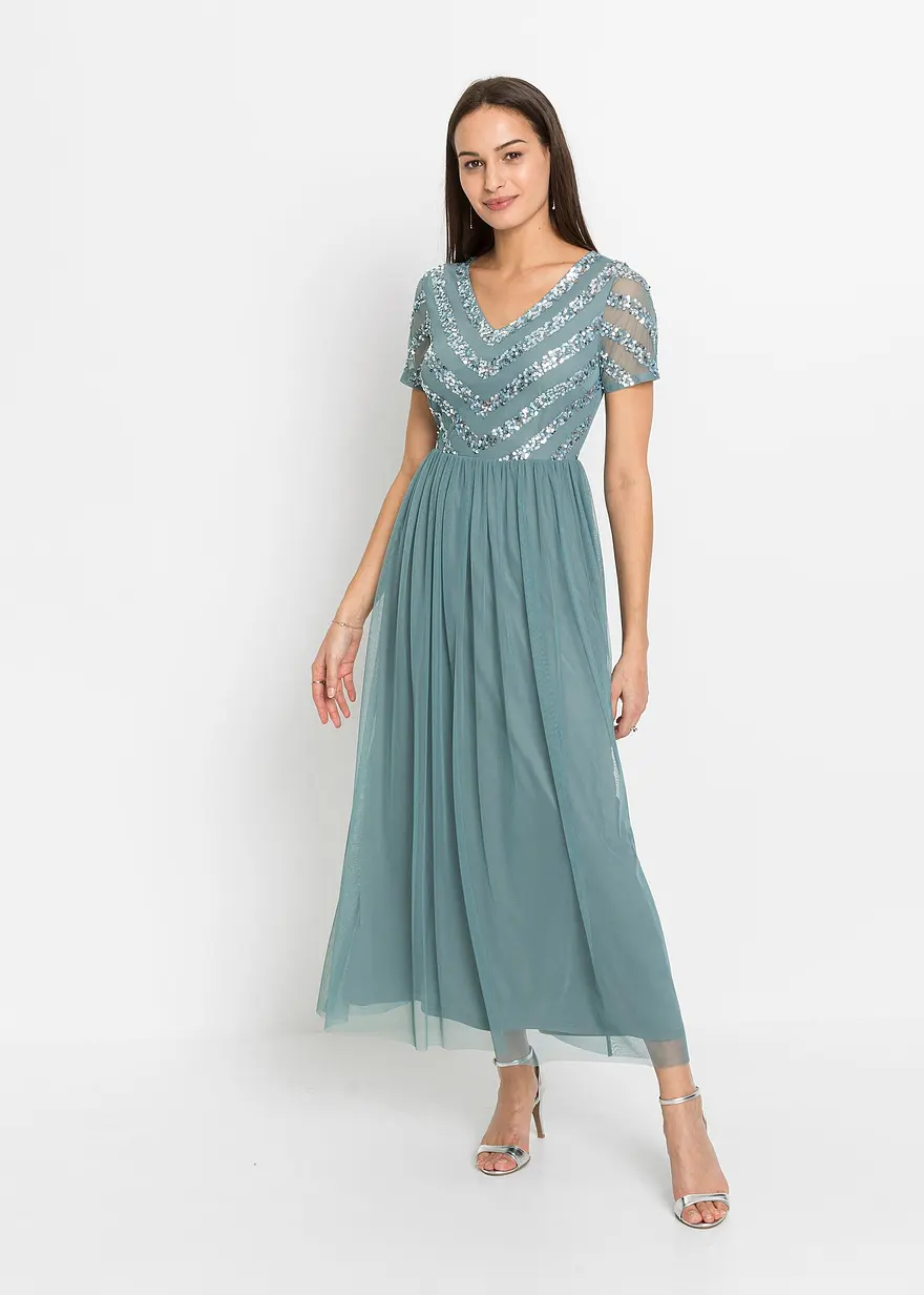 Maxikleid mit Paillettenstickerei