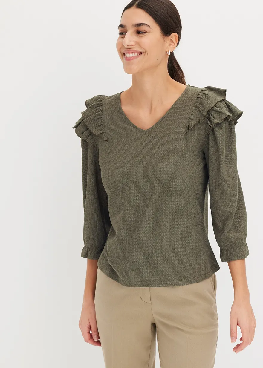 Struktur-Shirt mit Volants