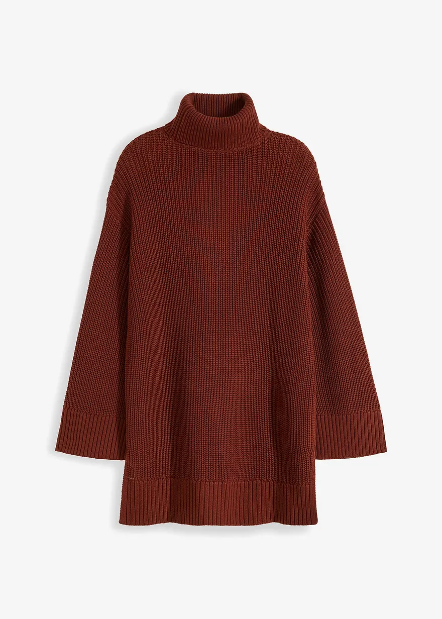 Oversize-Rollkragenpullover aus Baumwoll-Mix