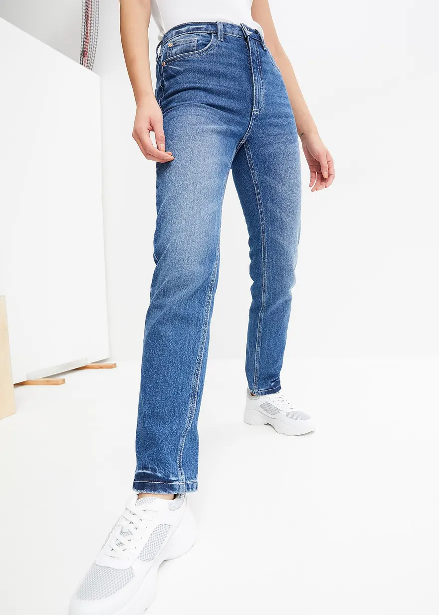Straight Jeans High Waist, Low Stretch