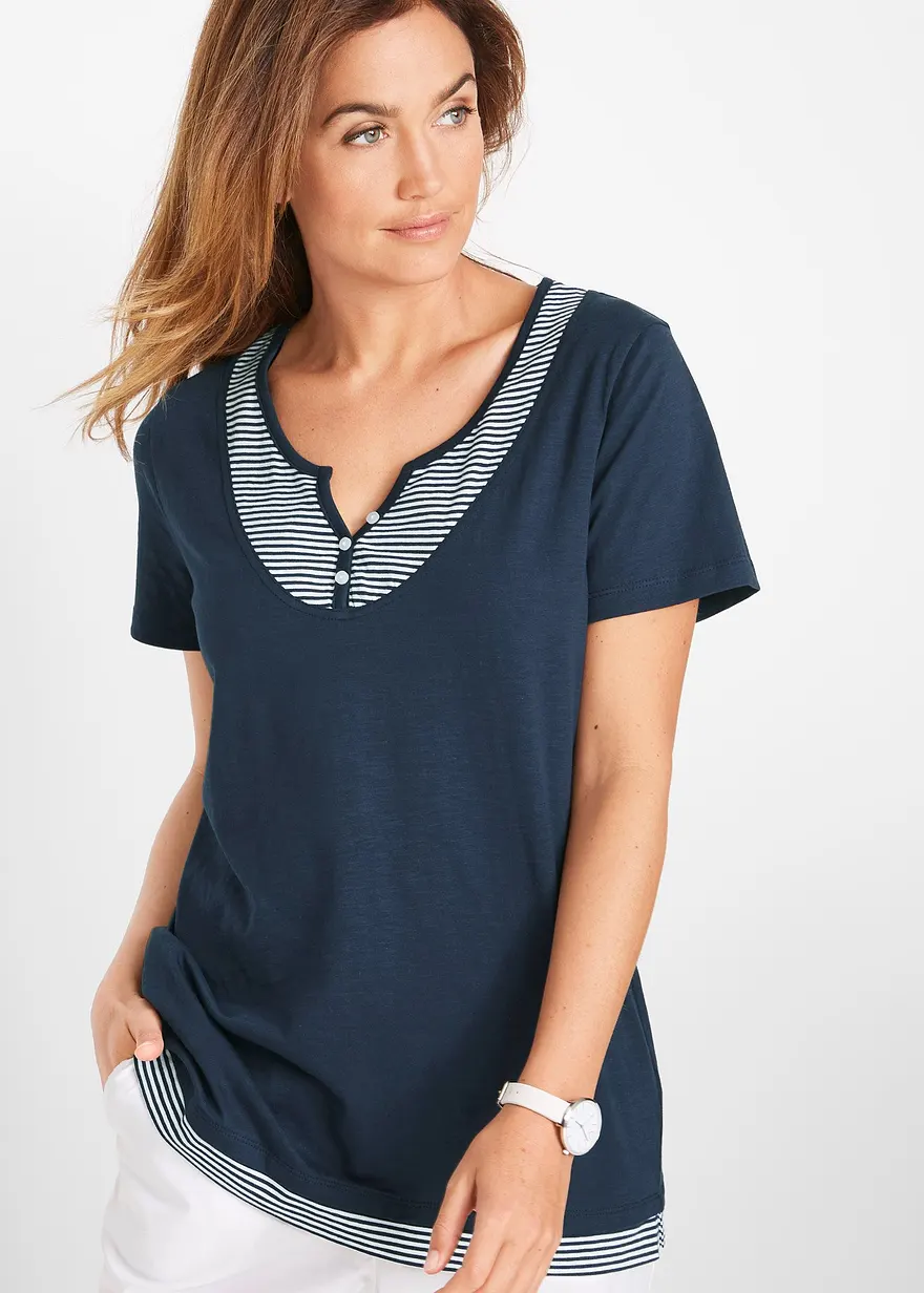 2 in 1 Shirt aus Bio-Baumwolle, kurzarm