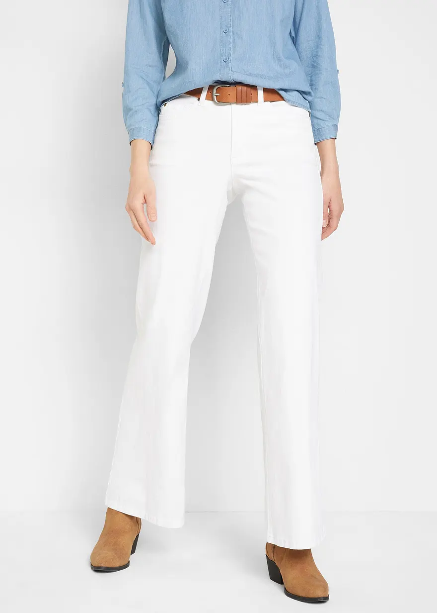 Wide-Leg-Jeans, Mid Waist, Stretch