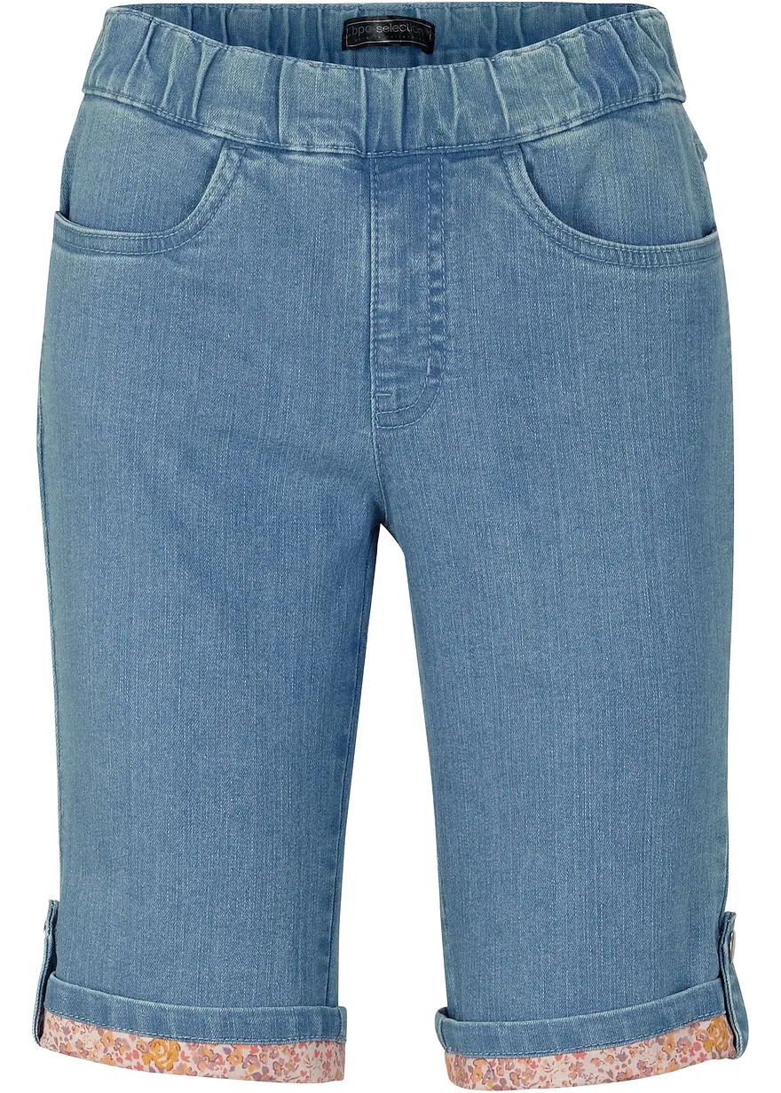 Jeans-Bermuda mit farbigem Aufschlag