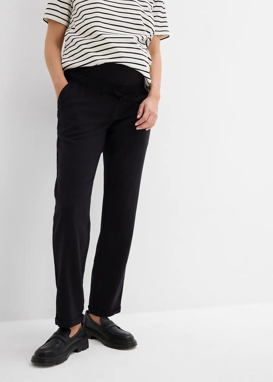 Umstandshose mit Leinen, Straight Leg