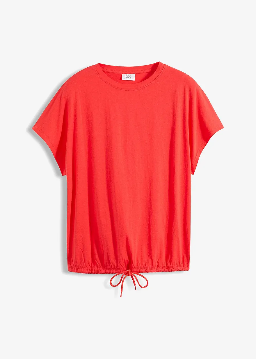 Shirt mit Bindedetail am Saum aus Baumwolle-Viskose-Mix