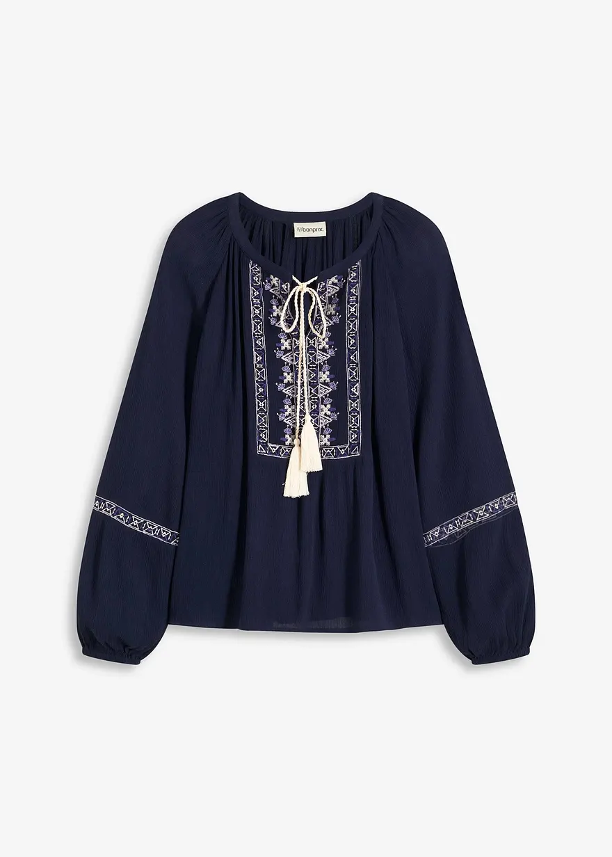 Oversized-Bluse mit Stickerei