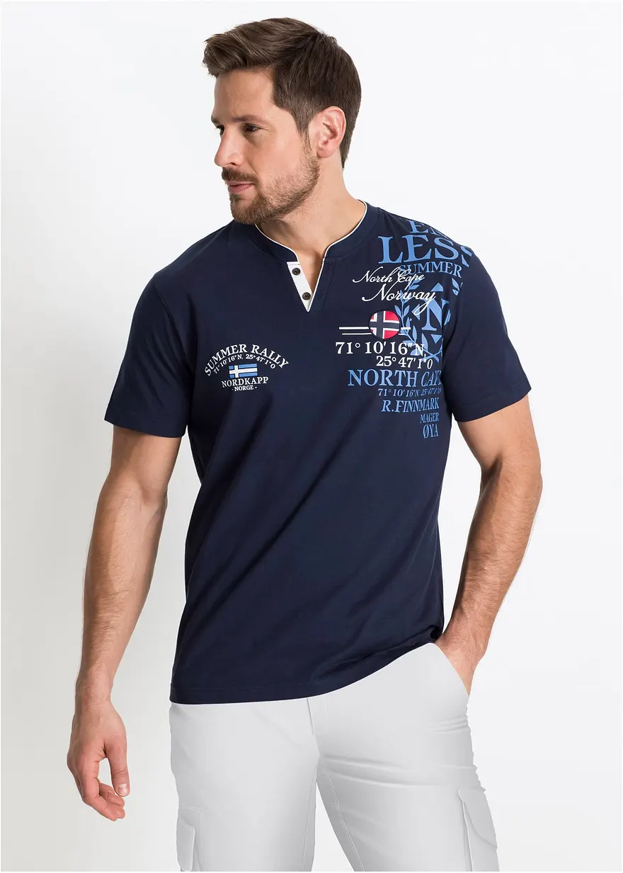 Henleyshirt, Kurzarm aus reiner Bio-Baumwolle