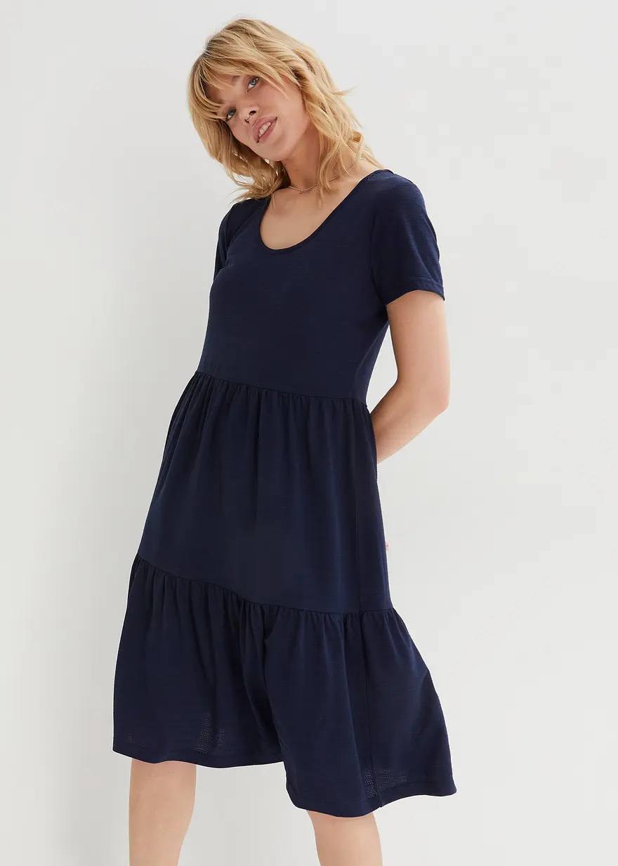 Shirtkleid mit Strukturmuster aus Viskose-Mix