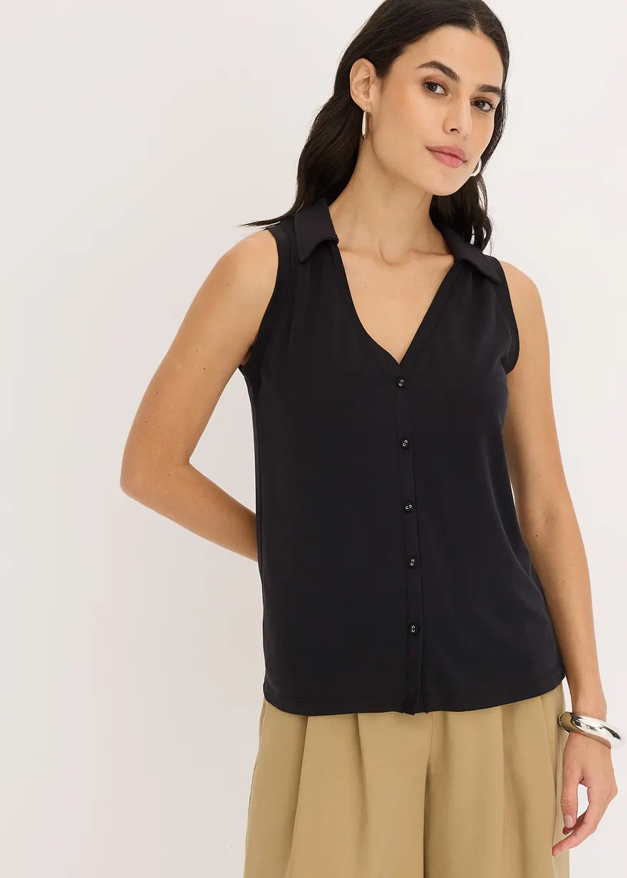 Polotop aus Viskose-Piqué