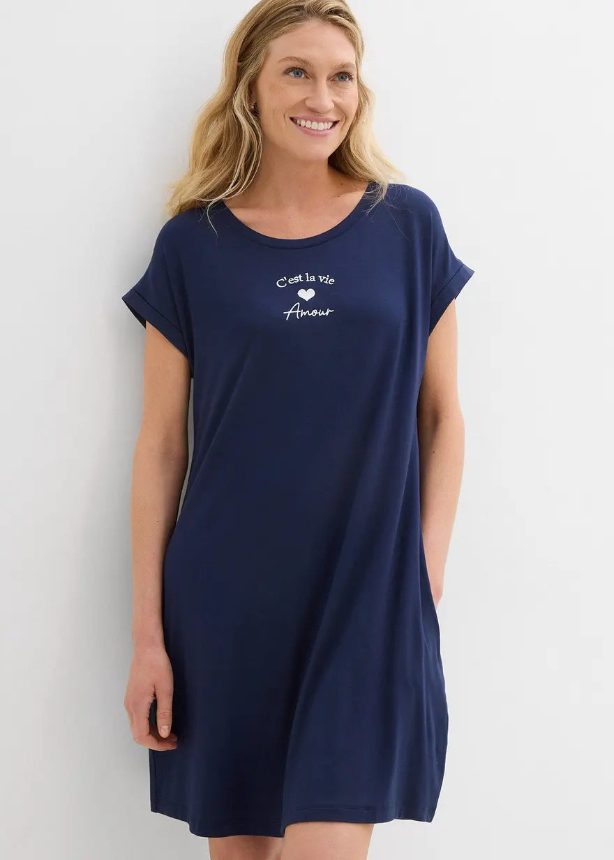 Jersey-Kleid mit Stickerei aus Viskose-Elasthan-Mix