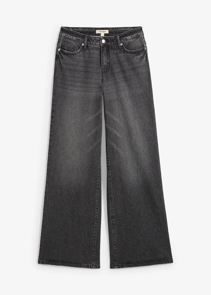 Wide-Leg-Jeans, Mid Waist, Low Stretch Full Length