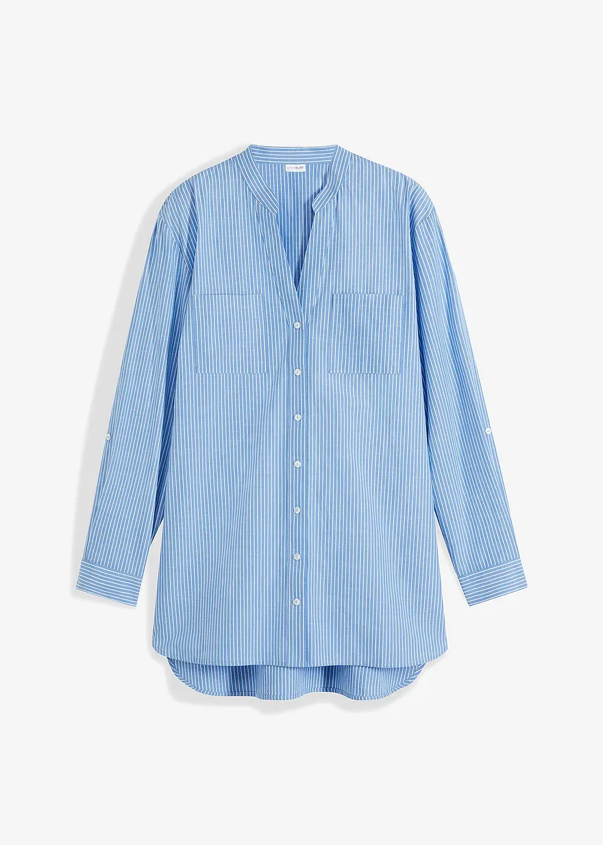 Longbluse mit Krempel-Ärmel