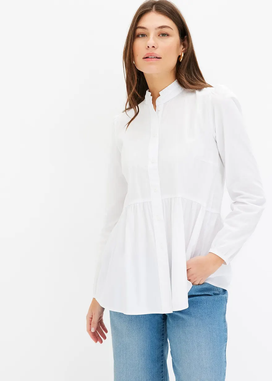 Longbluse mit Raffung