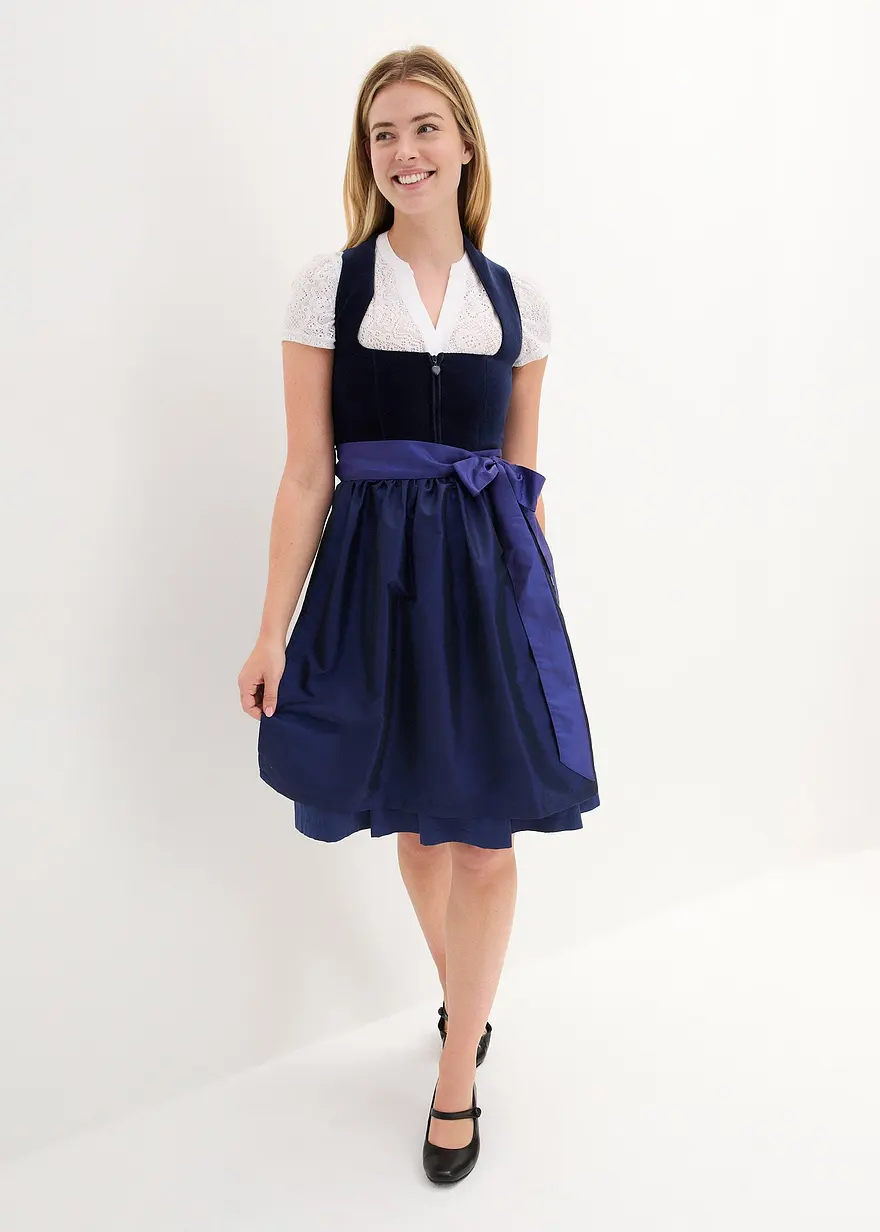Dirndl mit Samt in Midilänge (2-tlg.Set)