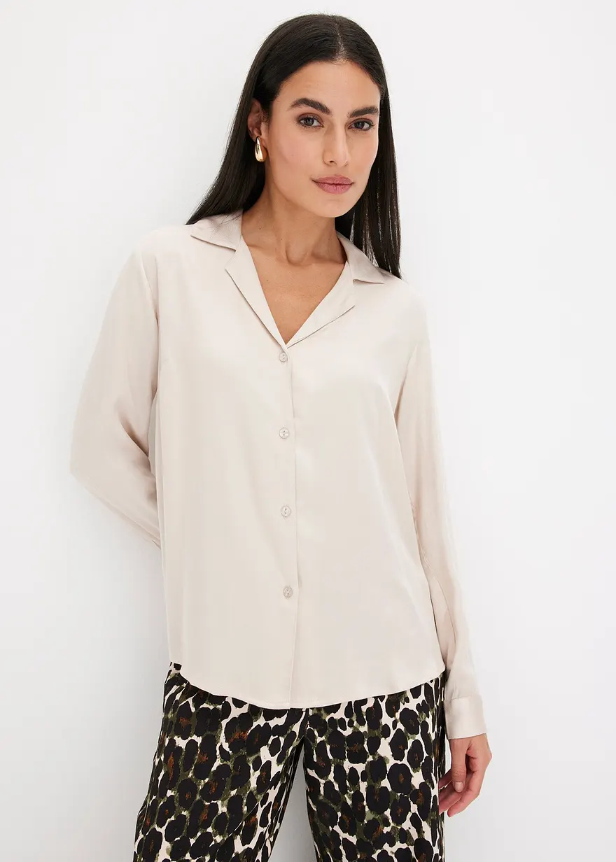 Satinbluse mit Reverskragen