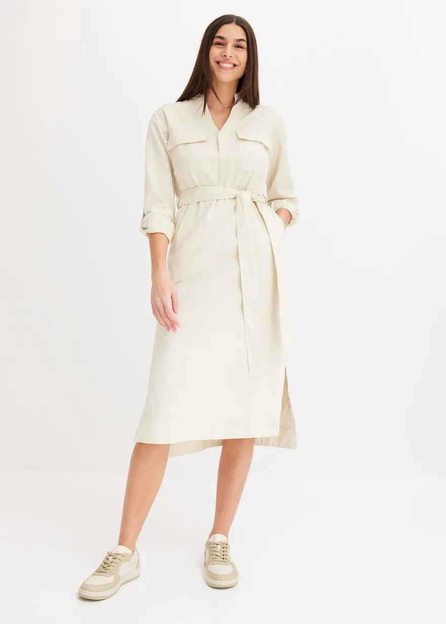 Hemdblusenkleid in Midi-Länge