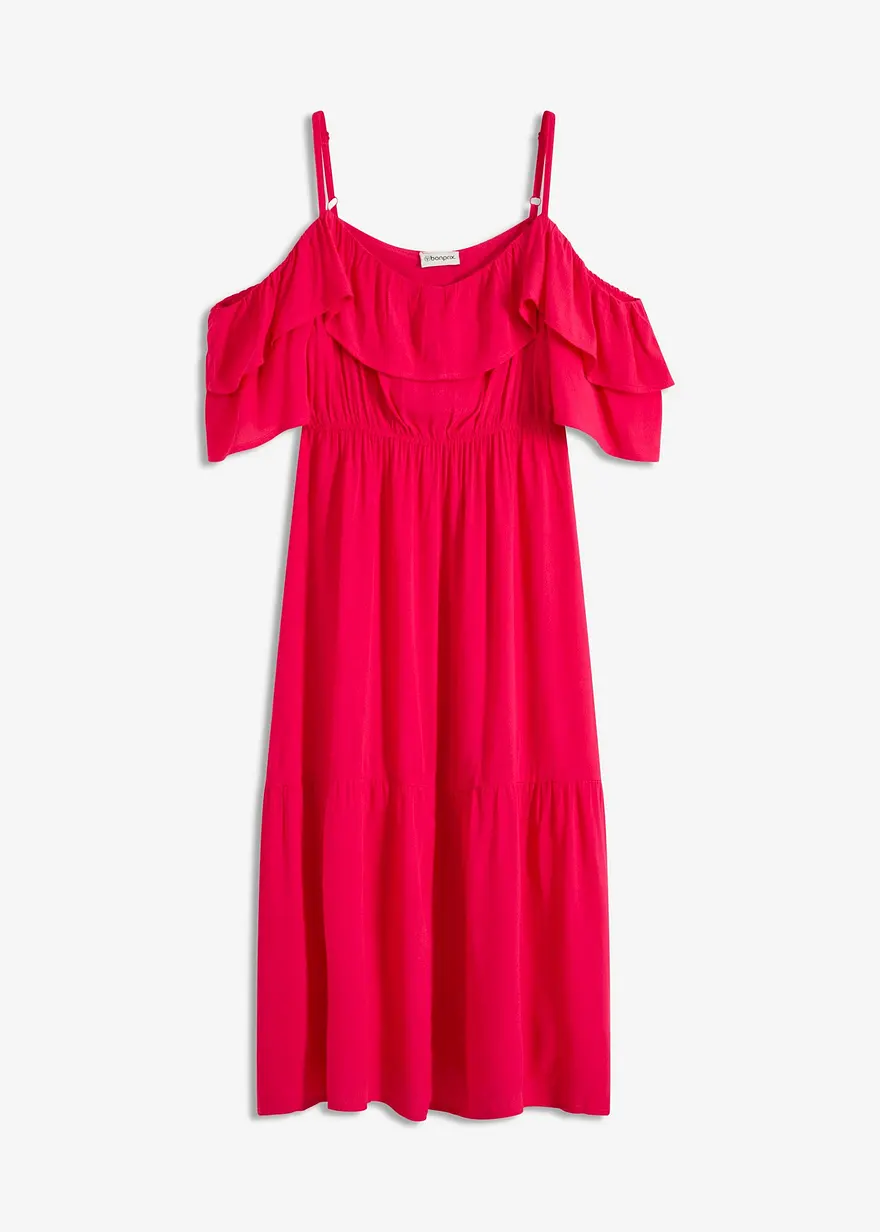 Kleid mit Volants aus strukturierter Viskose