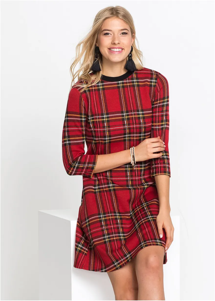 Minikleid aus Jaquard mit Karomuster