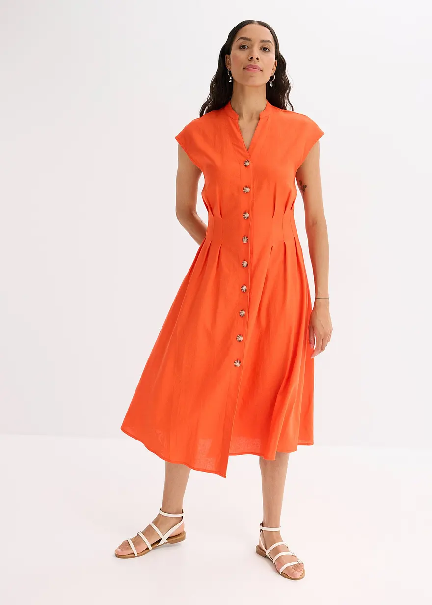 Midikleid aus leichtem Leinen-Mix