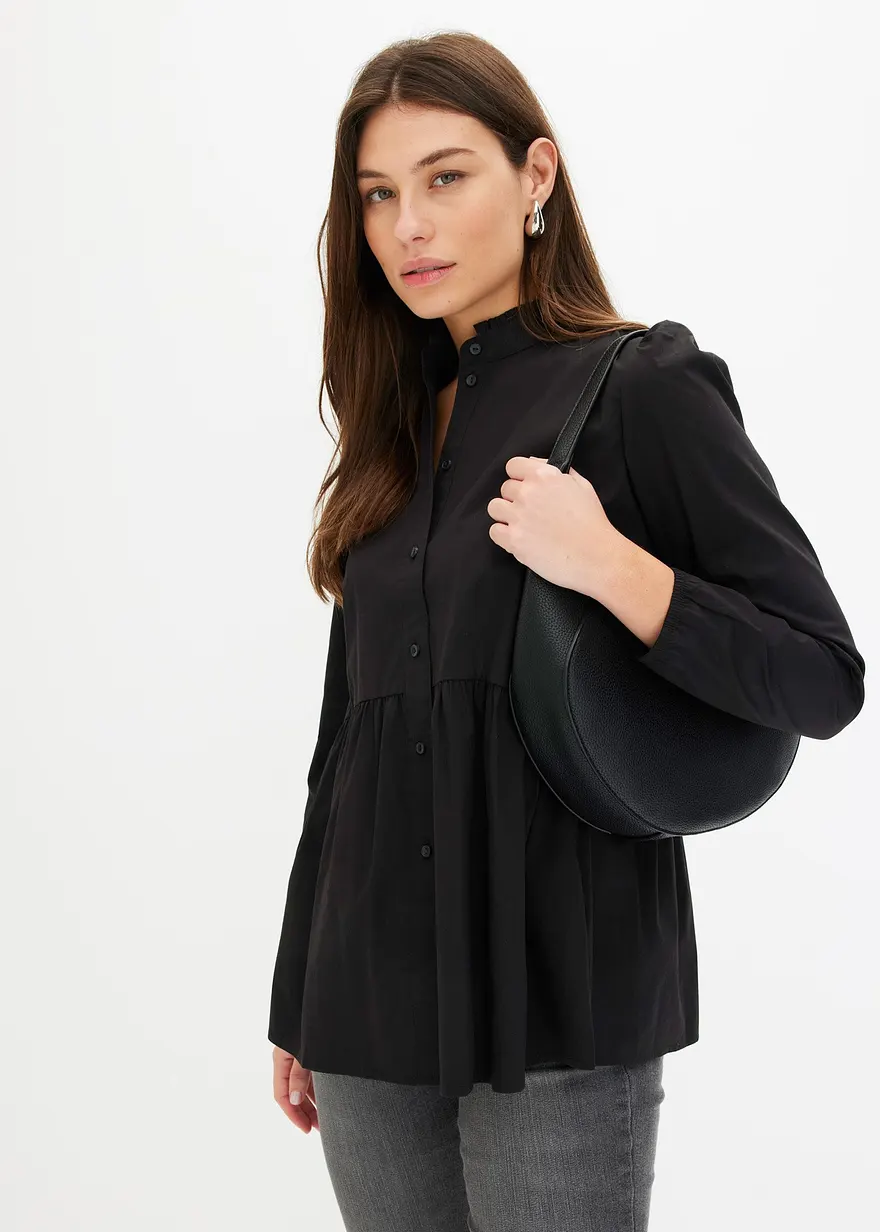 Longbluse mit Raffung