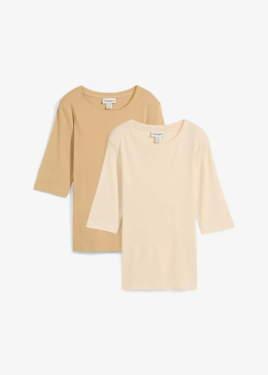 Rippshirt mit reiner Bio-Baumwolle (2er Pack)