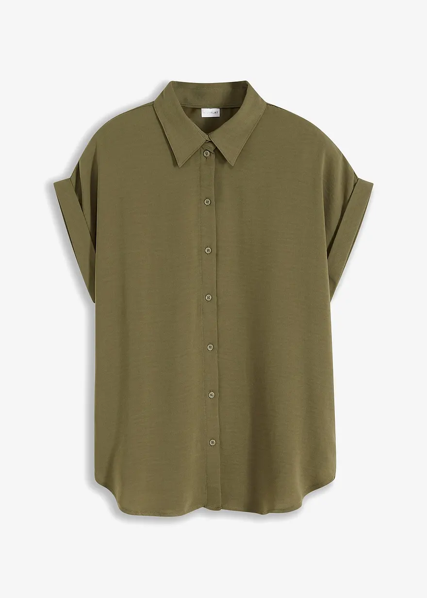 Kurzarmbluse mit recyceltem Polyester