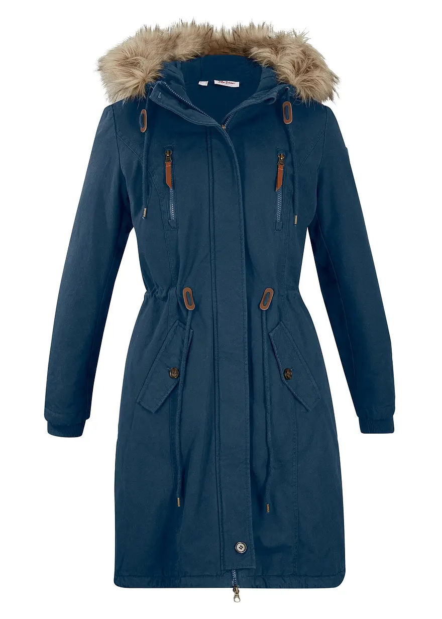 Winterparka mit Fellimitat-Kapuze