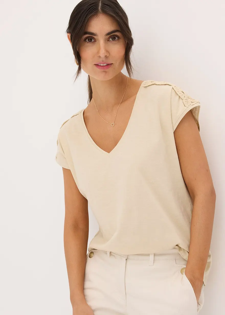Shirt mit Häkeleinsätzen